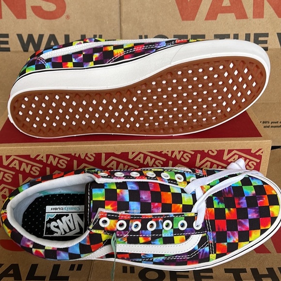 Vans Comfycush Old Skool The Tie-Dye Checkerboard Black Sneakers Men’s - Picture 5 of 16